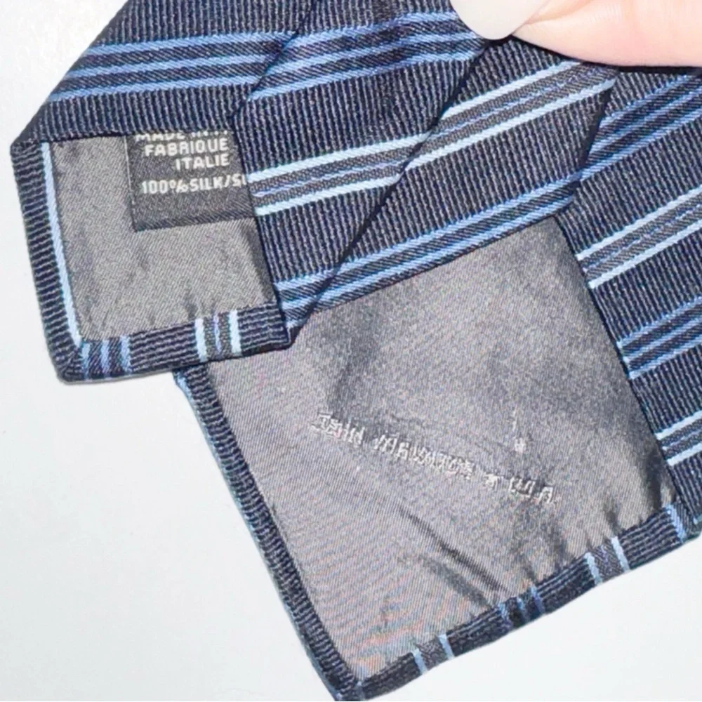 John Varvatos Navy Stripe Silk Tie